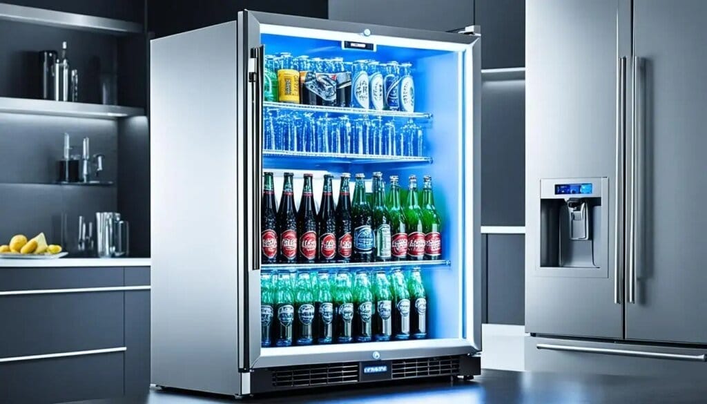 LED lighting in a beverage refrigerator LED lighting in a beverage refrigerator