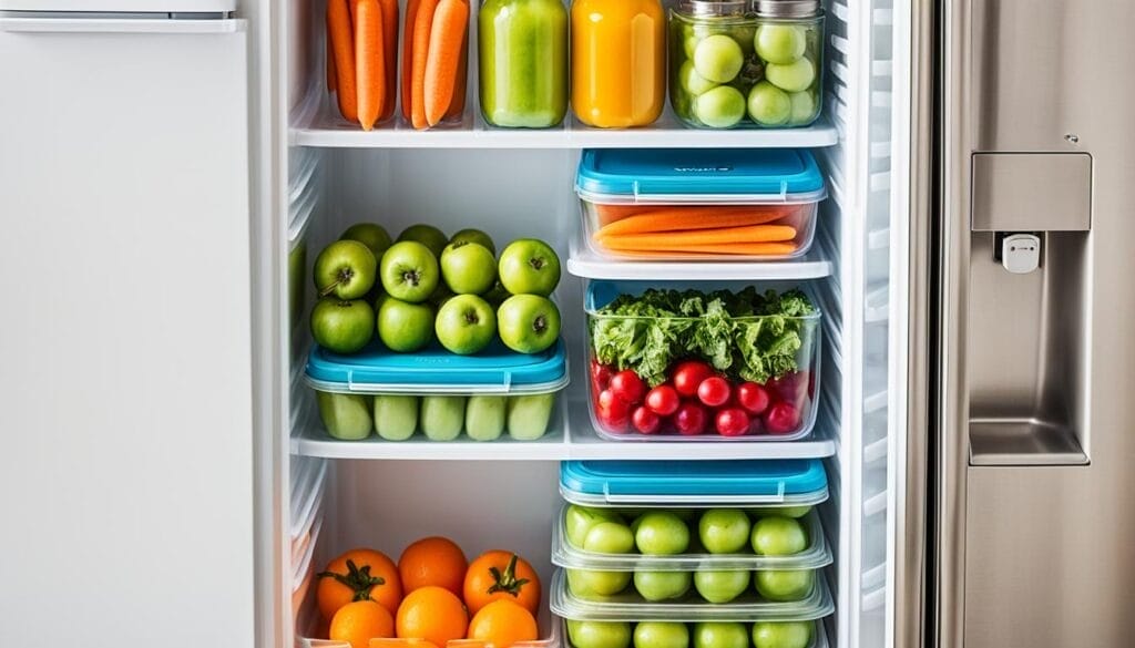 fresh produce in a mini fridge